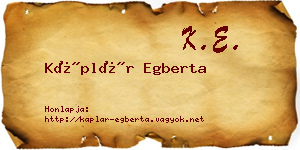 Káplár Egberta névjegykártya